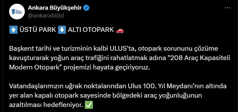 Ankara Büyükşehir Belediyesi Ulus'a kapalı otopark yaptı - Resim : 2