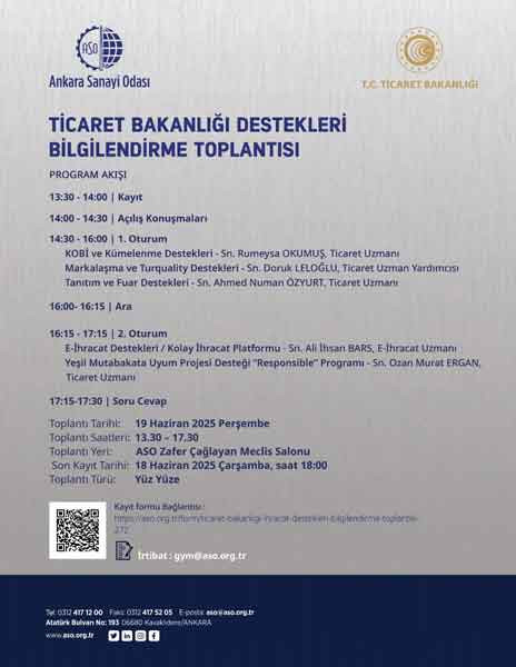 ASO'dan Ticaret Bakanlığı Destekleri Bilgilendirme Toplantısı