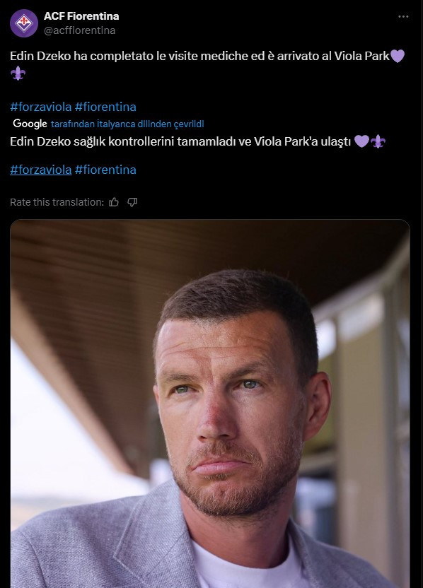 39'luk Edin Dzeko İtalya'ya geri döndü