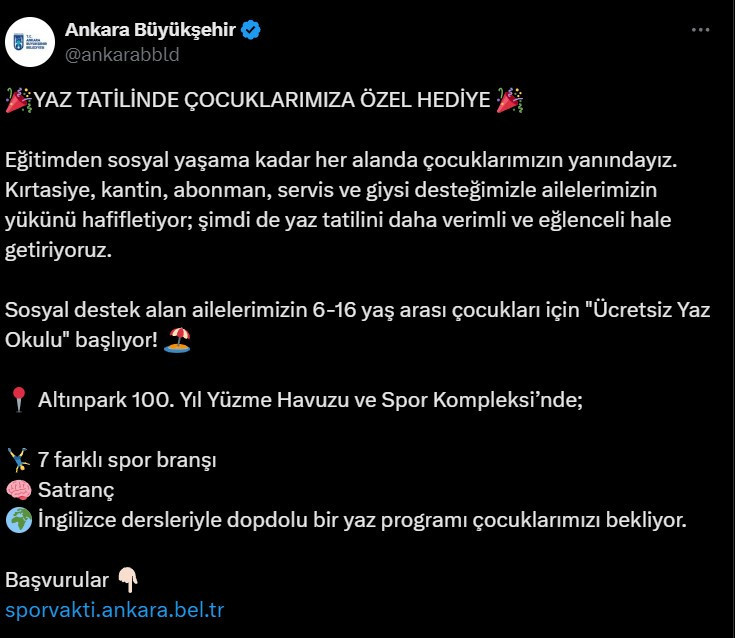 ABB'nin sosyal destek alan ailelerin çocuklarına özel 'Ücretsiz yaz okulu' başlıyor