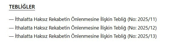 Ticaret Bakanlığı bazı ürünlere uygulanan damping önlemlerinin yürürlük süresini artırdı