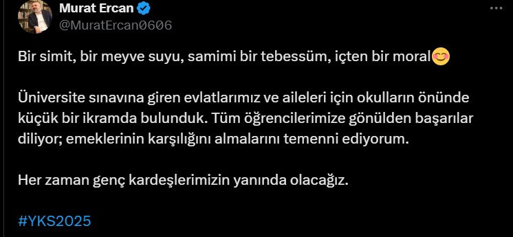 Sincan Belediye Başkanı Ercan: Genç kardeşlerimizin yanında olacağız