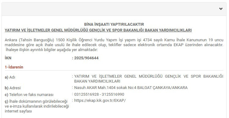 Gençlik ve Spor Bakanlığı'ndan Ankara'ya 1500 kişilik yeni öğrenci yurdu!