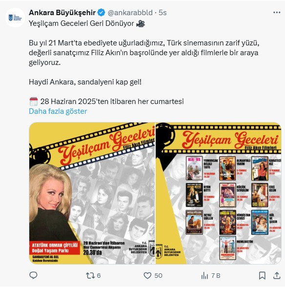 Ankara'da Yeşilçam geceleri geri dönüyor! Bedava sinema