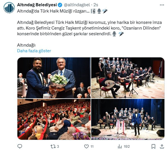 Altındağ Belediyesi Türk Halk Müziği Korosu kulakların pasını sildi
