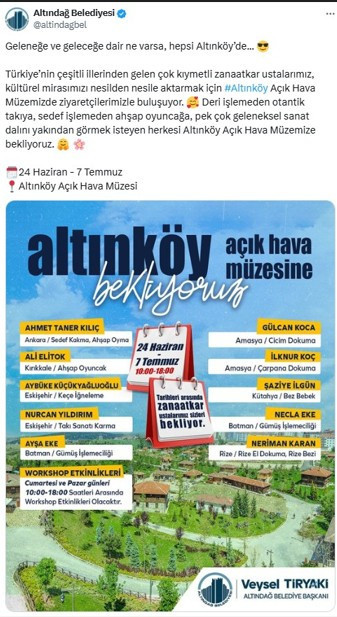 Altınköy Açık Hava Müzesi'nde geleneksel sanat dalları ziyaretçilerini bekliyor!