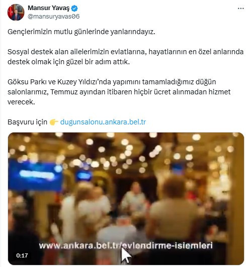 ABB'den sosyal destek alan ailelerin evlenecek çocuklarına ücretsiz düğün salonu hizmeti!