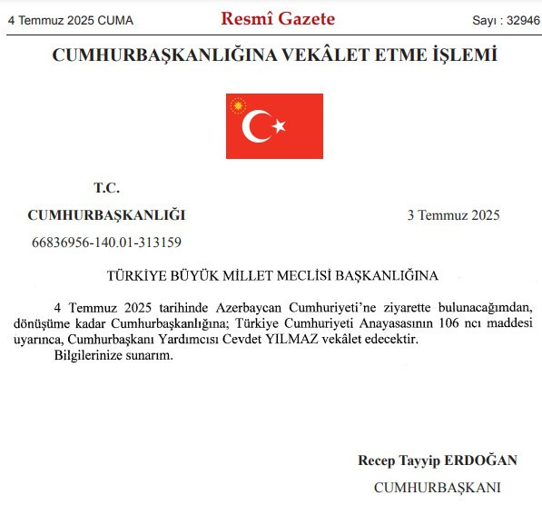 Azerbaycan'a gidecek olan Cumhurbaşkanı Erdoğan'a bugün Cevdet Yılmaz vekalet edecek