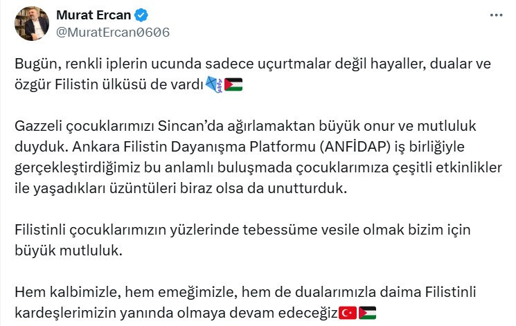 Sincan Belediyesi Gazzeli çocukları ağırladı