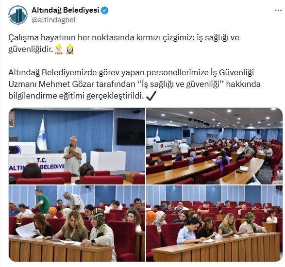 Altındağ Belediyesi'nden iş sağlığı ve güvenliği eğitimi