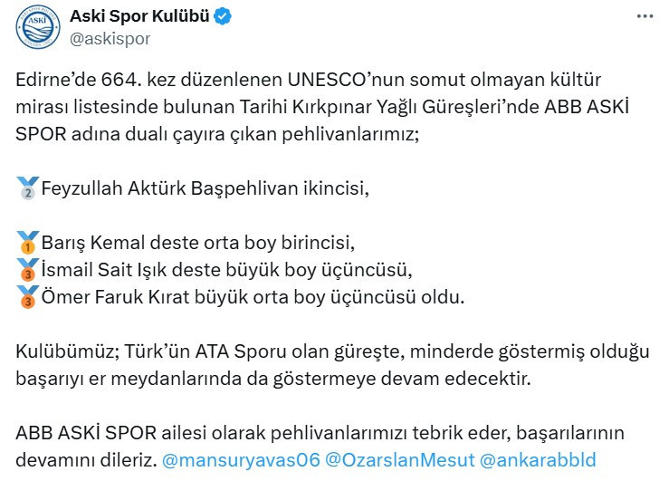 ASKİ Spor'un pehlivanları Kırkpınar'da boy gösterdiler!