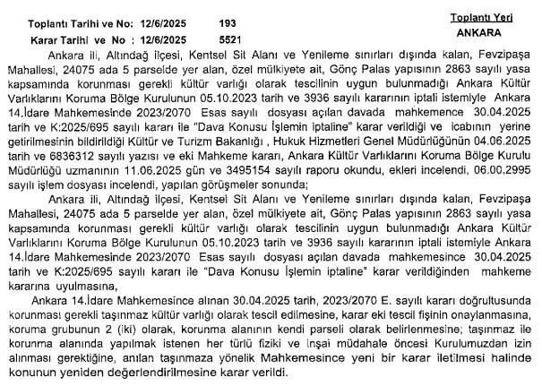 Altındağ'daki Gönç Palas için yeni karar!