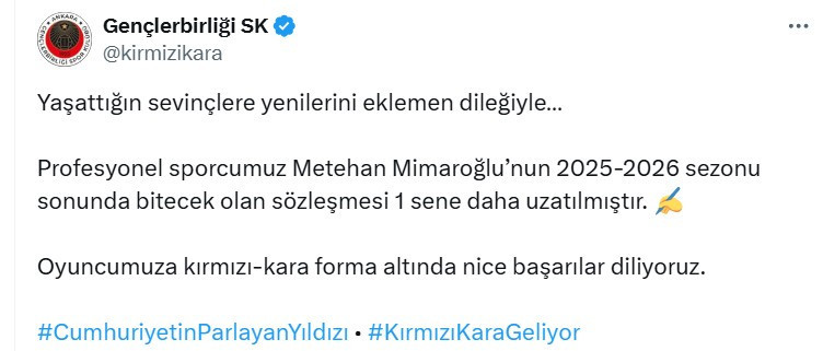 Gençlerbirliği Metehan Mimaroğlu ve Erhan Erentürk ile sözleşme uzattı
