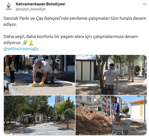 Kahramankazan Belediyesi Sancak Parkı ve Çay Bahçesi’ni yeniliyor