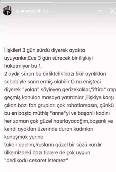 Sinan Akçıl ile Ece Erken neden ayrıldı ortaya çıktı!