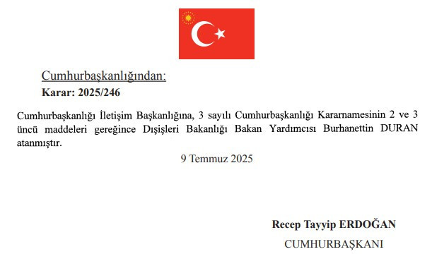 Cumhurbaşkanı Erdoğan Fahrettin Altun'u görevden alıp yerine Burhanettin Duran'ı atadı