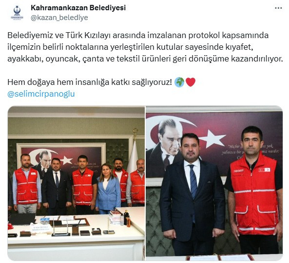 Kahramankazan Belediyesi ve Kızılay'dan örnek proje: Hem doğa hem insanlık kazanacak!