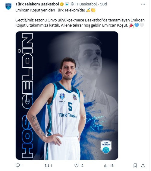 Türk Telekom Basketbol Takımına milli basketbolcu takviyesi