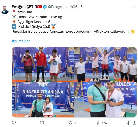 Pursaklar Belediyesi Spor Kulübü, halterde Türkiye 3.'sü oldu