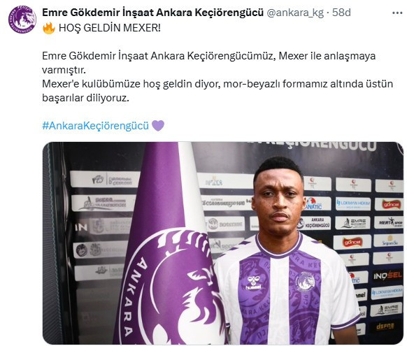 Ankara Keçiörengücü'nden bu sefer stoper transferi: Mexer imzaladı