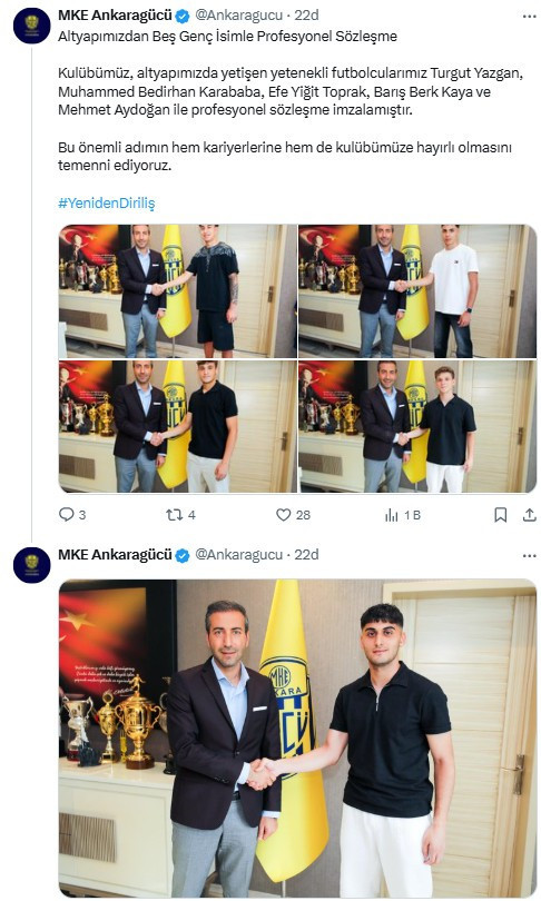 Ankaragücü altyapıdan 5 genç futbolcuyla sözleşme imzaladı!