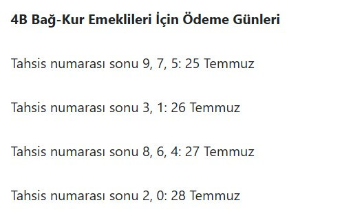 4A 4B 4C SSK BAĞKUR memur emeklisi zamlı Temmuz ayı maaş tablosu yayımlandı - Resim : 5