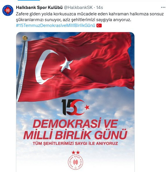 Ankara takımlarının 15 Temmuz mesajları - Resim : 6