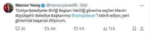 Başkan Yavaş'tan TBB Başkan Vekilliği'ne seçilen Vahap Seçer'e tebrik mesajı