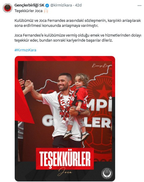 Gençlerbirliği'nde Joca Fernandes ile yollar ayrıldı