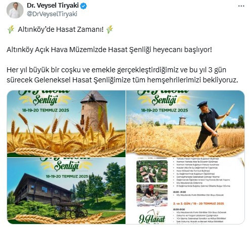Altındağ Belediyesi'nden Hasat Şenliği duyurusu! 3 gün sürecek