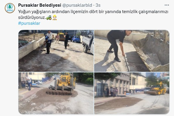 Pursaklar Belediyesi selden etkilenen bölgelerde temizlik çalışmalarına başladı