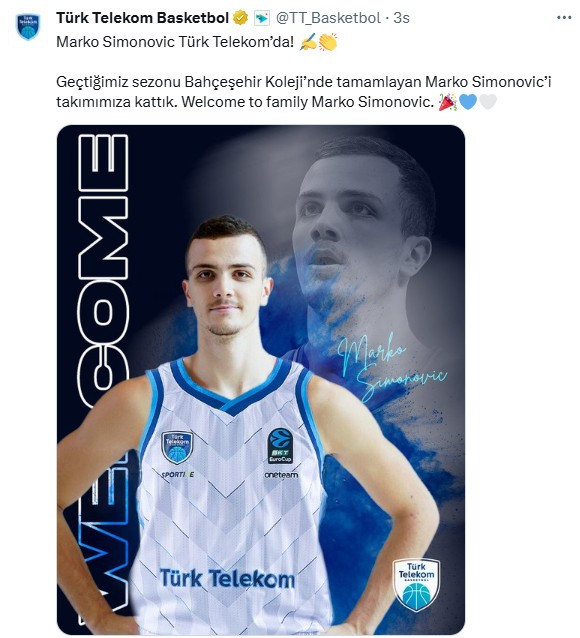 Türk Telekom yeni transferi duyurdu: Marko Simonovic imzayı attı