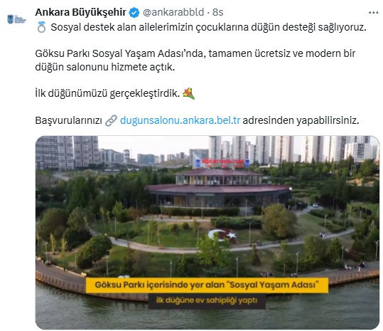 ABB, sosyal destek alan aileler için ücretsiz düğün salonu hizmetini başlattı
