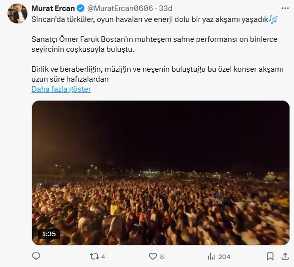 Sincan Belediyesi'nin Gastrofest Şenliği'nde konser coşkusu!