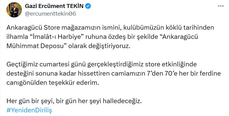 Ankaragücü Store için isim değişikliği kararı alındı