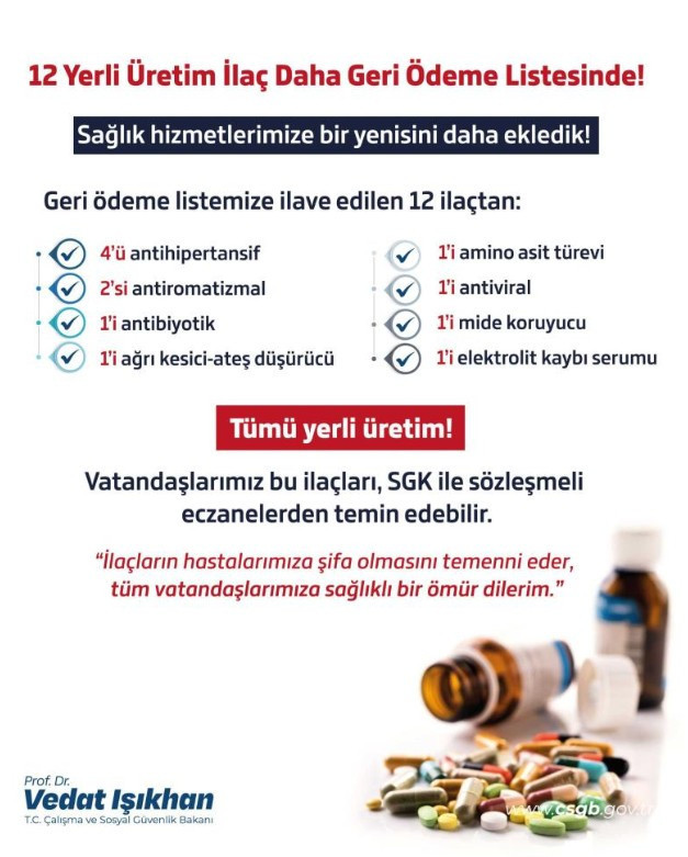 Bakan Işıkhan duyurdu! 12 ilaç daha geri ödeme listesine alındı