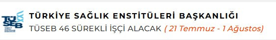 Ankara'da Türkiye Sağlık Enstitüleri sürekli işçi alımı yapacak