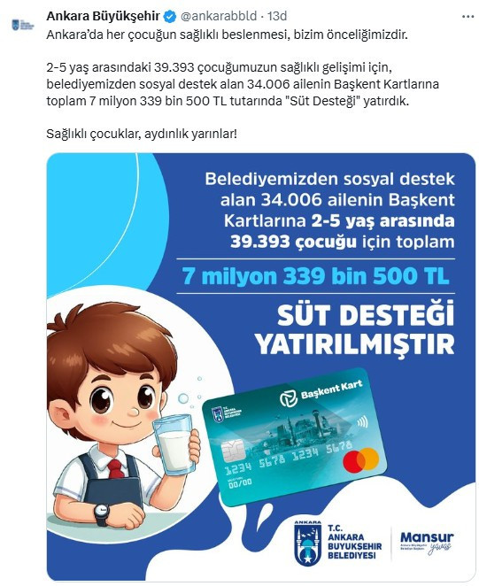 ABB, 39 binden fazla çocuk için süt desteği ödemesi yaptı!