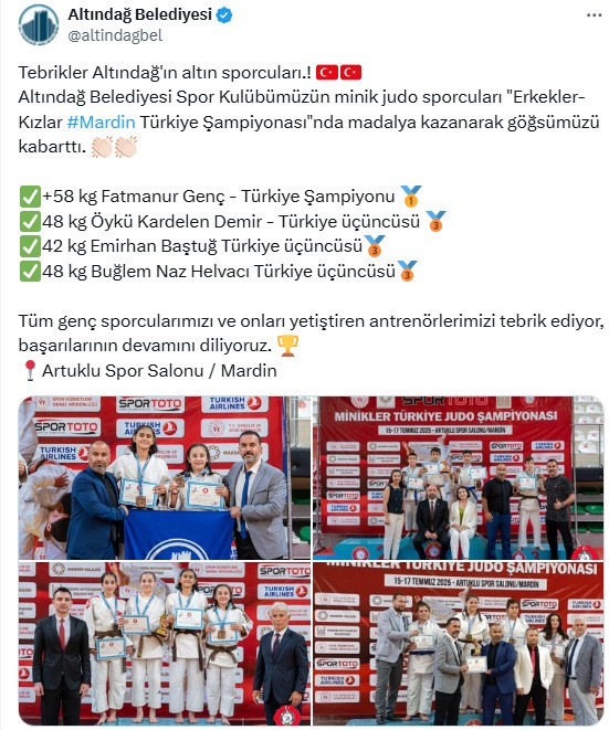 Altındağ Belediyesi Spor Kulübü'nün minik judocuları dereceye girdi