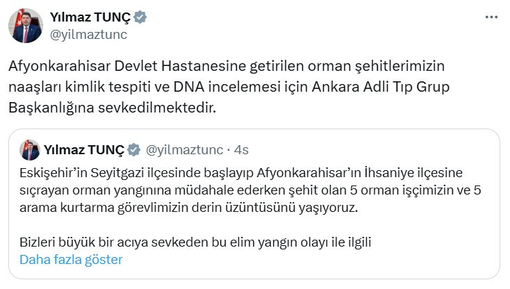 Orman şehitlerinin naaşları Ankara'ya getiriliyor