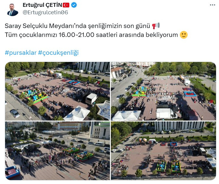 Başkan Ertuğrul Çetin çocukları Pursaklar Çocuk Şenliği'ne davet etti