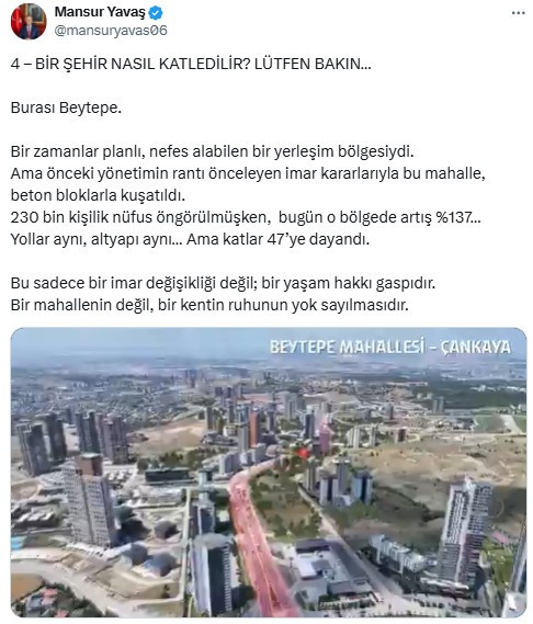 Mansur Yavaş 'Bir şehir nasıl katledilir?' serisine devam ediyor: Beytepe Mahallesi
