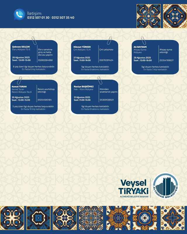 Altındağ Belediyesi, Ağustos ayı etkinlik takvimini yayımladı - Resim : 3