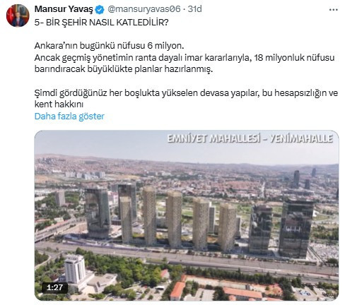 Başkan Yavaş, 'Bir Şehir Nasıl Katledilir?' serisine devam ediyor: 6 yeni mahalleyi ele aldı