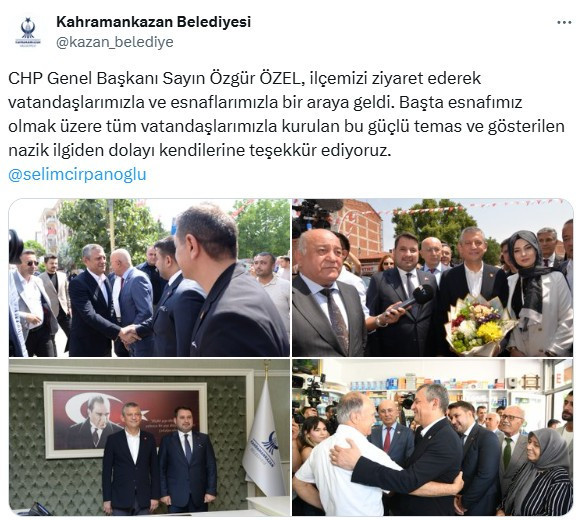 Kahramankazan Belediyesi, CHP Genel Başkanı Özgür Özel'i konuk etti