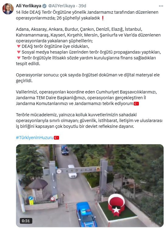 Ankara dahil 14 ilde DEAŞ terör örgütüne yönelik operasyon! 26 şüpheli yakalandı