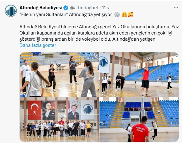 Altındağ Belediyesi'nden filenin yeni sultanlarını yetiştirmek için voleybol kursu!