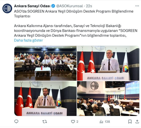 ASO’da SOGREEN Ankara Yeşil Dönüşüm Destek Programı için bilgilendirme