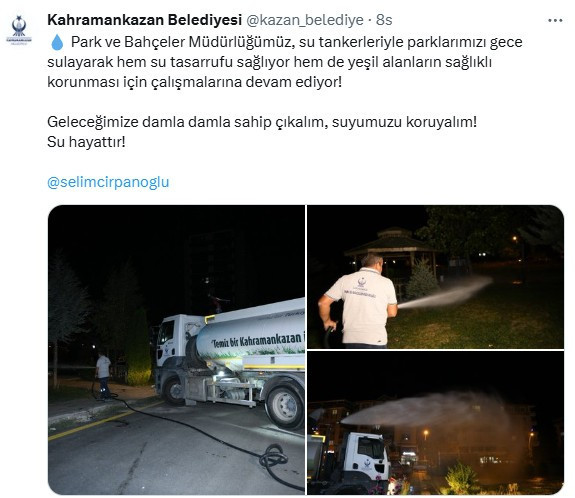 Kahramankazan Belediyesi'nden su tasarrufu için yeni uygulama!