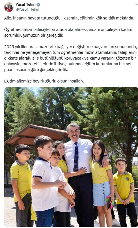 Bakan Tekin duyurdu! Öğretmenlerin mazerete bağlı il dışı atama sonuçları açıklandı!
